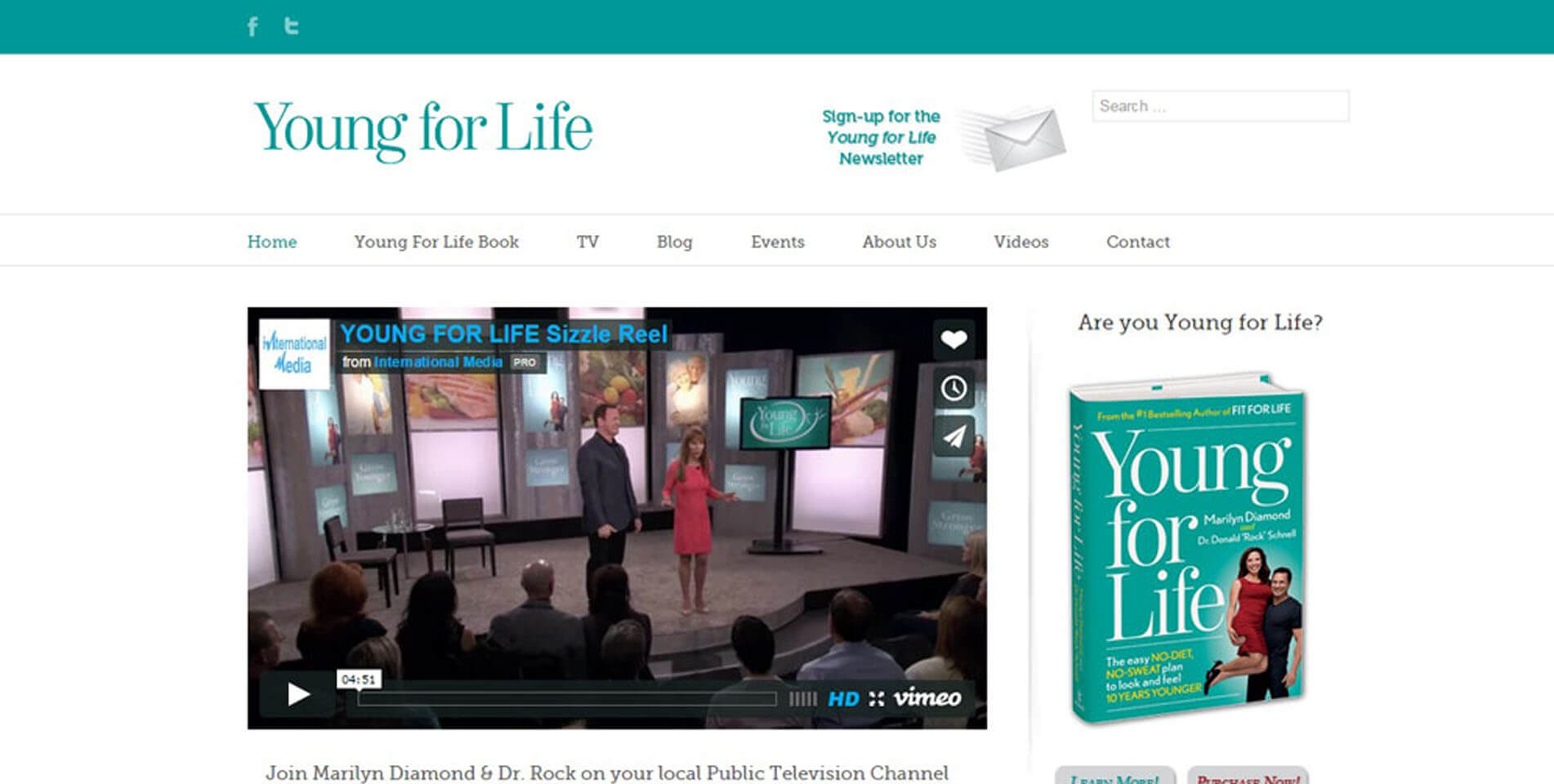 An image of the homepage of Young for Life, website created by Not Fade Away Marketing