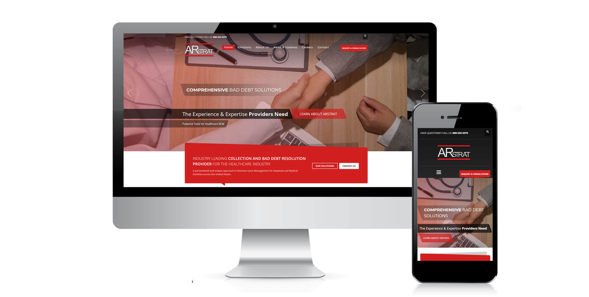 An image of the responsive design of ARstrat, website created by Not Fade Away Marketing