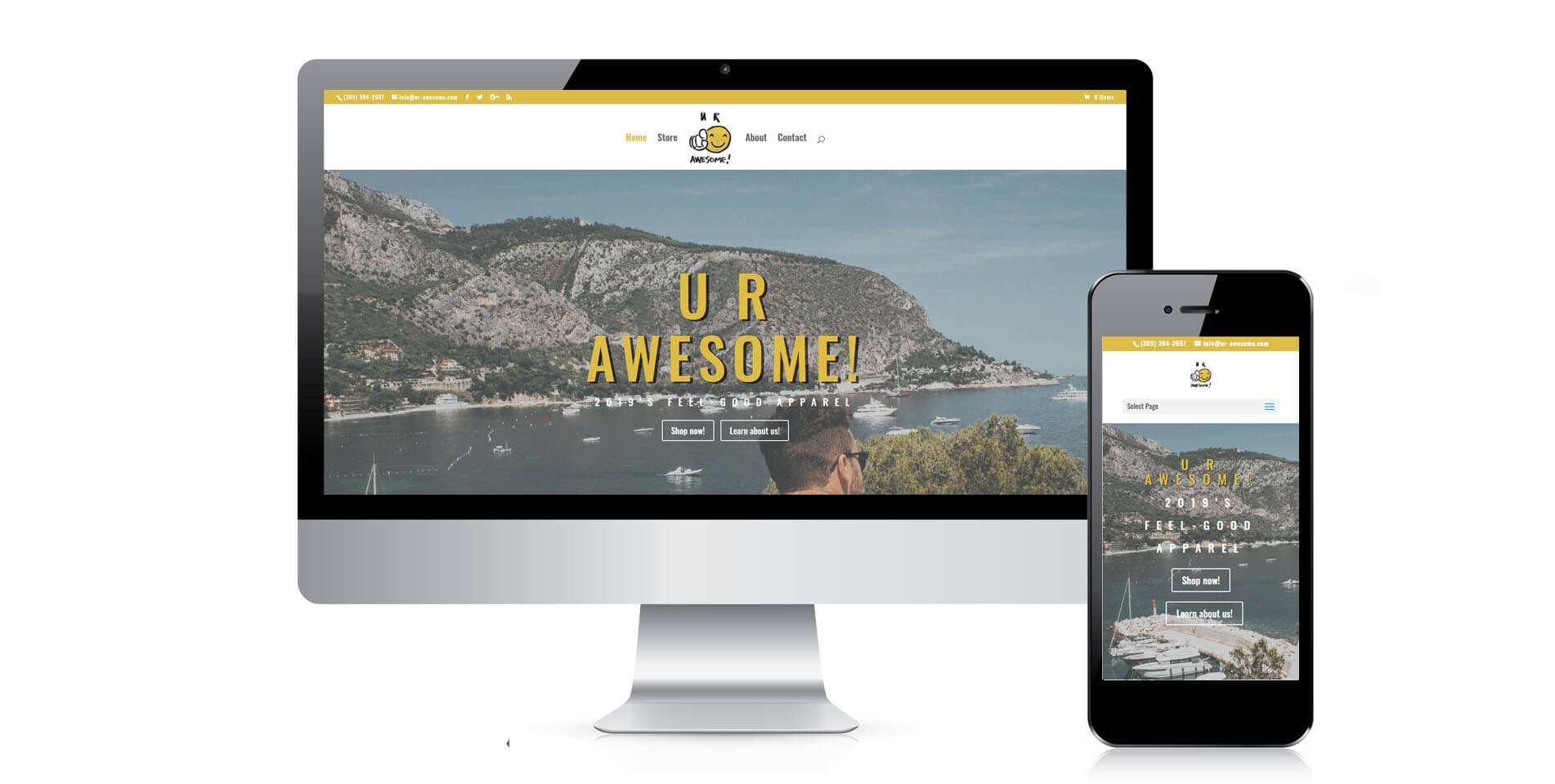 An image of the responsive design of UR Awesome, website created by Not Fade Away Marketing