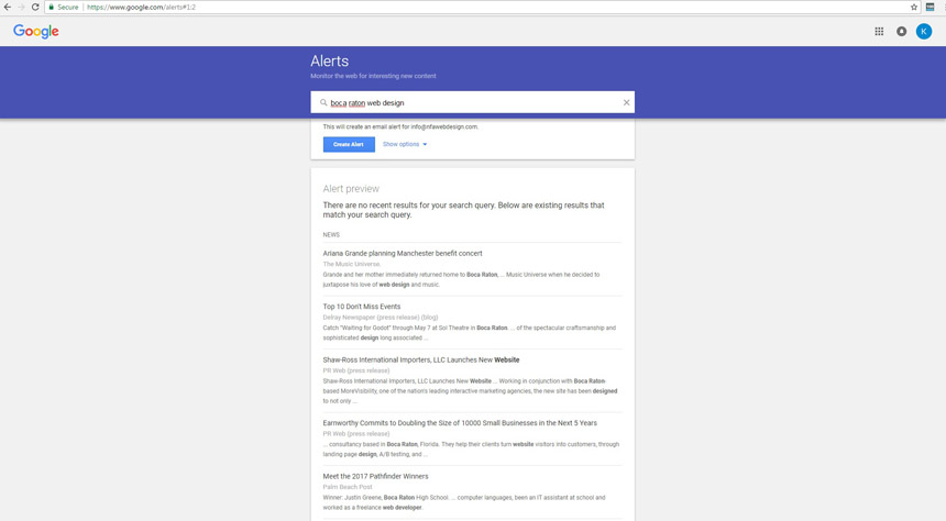 Utilize Google Alerts to stay on top of key strategies.